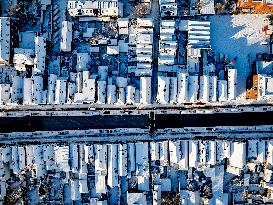 Gouda Overview In The Snow - Netherlands