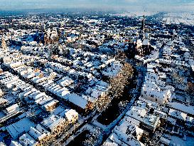 Gouda Overview In The Snow - Netherlands