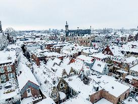 Gouda Overview In The Snow - Netherlands