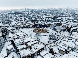 Gouda Overview In The Snow - Netherlands