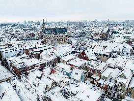 Gouda Overview In The Snow - Netherlands