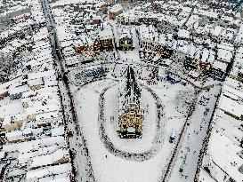 Gouda Overview In The Snow - Netherlands
