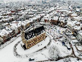 Gouda Overview In The Snow - Netherlands