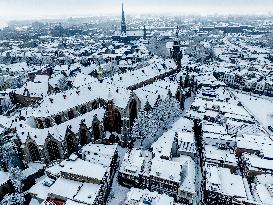 Gouda Overview In The Snow - Netherlands