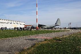 Coffins Of Crans Montana Fire Victims Arrive At Linate Airport - Milan