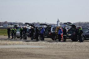 Coffins Of Crans Montana Fire Victims Arrive At Linate Airport - Milan