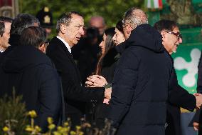 Coffins Of Crans Montana Fire Victims Arrive At Linate Airport - Milan