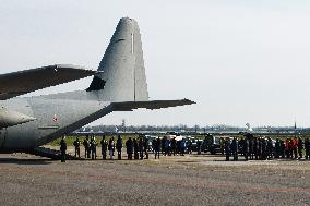 Coffins Of Crans Montana Fire Victims Arrive At Linate Airport - Milan