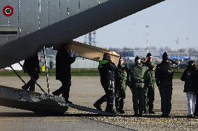 Coffins Of Crans Montana Fire Victims Arrive At Linate Airport - Milan