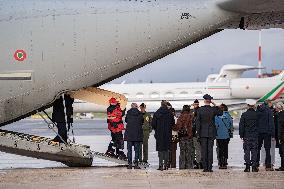 Coffins Of Crans Montana Fire Victims Arrive At Linate Airport - Milan