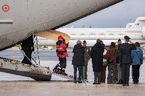 Coffins Of Crans Montana Fire Victims Arrive At Linate Airport - Milan