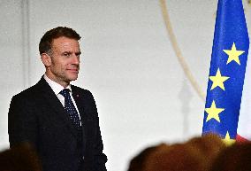 President Macron At The Traditional Epiphany Galette Ceremony - Paris