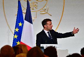 President Macron At The Traditional Epiphany Galette Ceremony - Paris