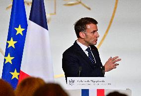 President Macron At The Traditional Epiphany Galette Ceremony - Paris