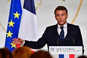 President Macron At The Traditional Epiphany Galette Ceremony - Paris