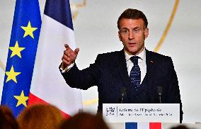 President Macron At The Traditional Epiphany Galette Ceremony - Paris