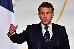 President Macron At The Traditional Epiphany Galette Ceremony - Paris