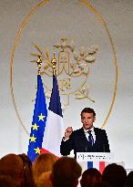 President Macron At The Traditional Epiphany Galette Ceremony - Paris