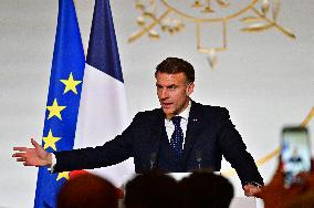 President Macron At The Traditional Epiphany Galette Ceremony - Paris