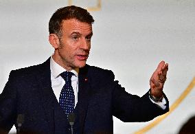 President Macron At The Traditional Epiphany Galette Ceremony - Paris