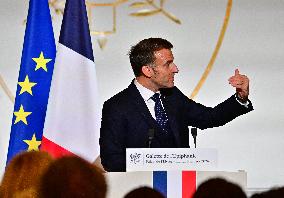 President Macron At The Traditional Epiphany Galette Ceremony - Paris