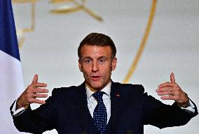 President Macron At The Traditional Epiphany Galette Ceremony - Paris