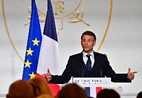 President Macron At The Traditional Epiphany Galette Ceremony - Paris