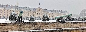 Snowfall Over Invalides and Concorde - Paris