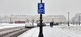 Snowfall Over Invalides and Concorde - Paris