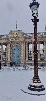 Snowfall Over Invalides and Concorde - Paris