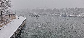 Snowfall Over Invalides and Concorde - Paris