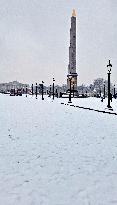 Snowfall Over Invalides and Concorde - Paris