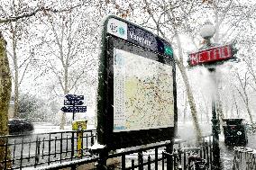 Snowfall Over Invalides and Concorde - Paris