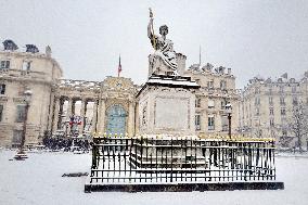 Snowfall Over Invalides and Concorde - Paris