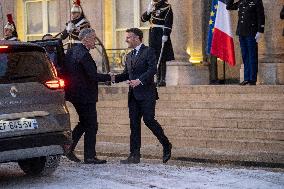Macron Welcomes Carney At Elysee Palace - Paris