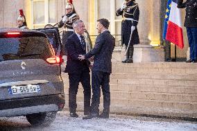 Macron Welcomes Carney At Elysee Palace - Paris