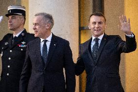 Macron Welcomes Carney At Elysee Palace - Paris