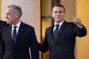 Macron Welcomes Carney At Elysee Palace - Paris