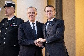Macron Welcomes Carney At Elysee Palace - Paris