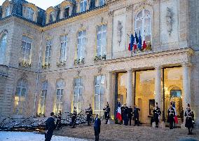 Macron Welcomes Carney At Elysee Palace - Paris