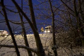 Illustration - Snowstorm Affects Traffic In Essonne - France