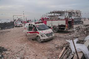 Makeshift Civil Defense Station in Gaza
