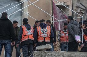 Makeshift Civil Defense Station in Gaza