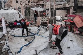 Makeshift Civil Defense Station in Gaza