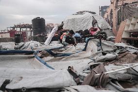 Makeshift Civil Defense Station in Gaza