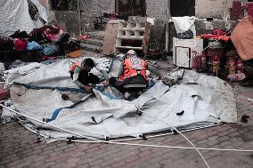 Makeshift Civil Defense Station in Gaza