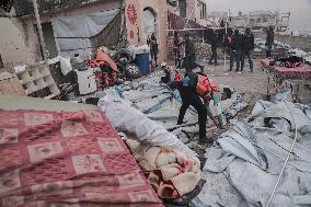 Makeshift Civil Defense Station in Gaza