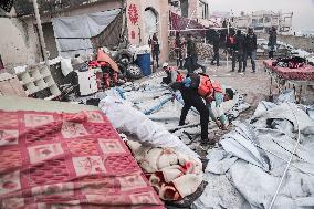 Makeshift Civil Defense Station in Gaza