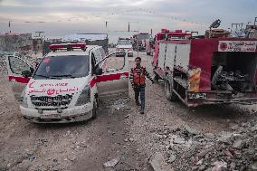 Makeshift Civil Defense Station in Gaza