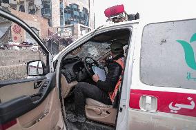 Makeshift Civil Defense Station in Gaza